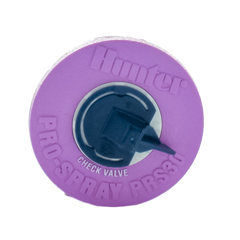 Hunter - PROS-04-PRS30-CV-R - 30 PSI Regulated 4 in. Pop-up Spray; with Check Valve & Reclaimed Water ID logo cap (Purple)