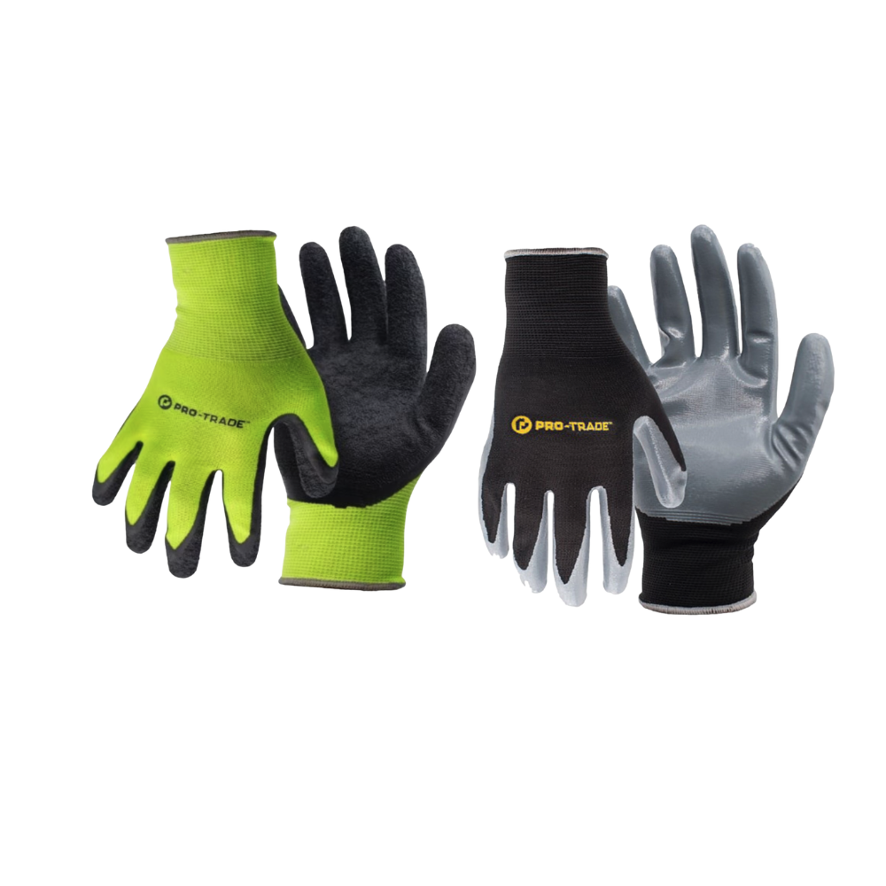 Pro-Trade Dipped Nitrile & High-Viz Latex Work Gloves