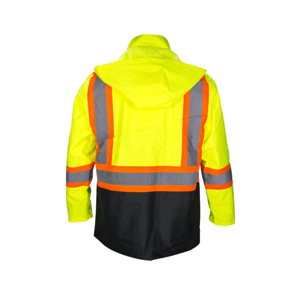 SAS Hi-Viz Rainsuit Jacket Yellow w/ 2 in. Reflective Contrasting Trim (ANSI/ISEA Class 2 Compliant)