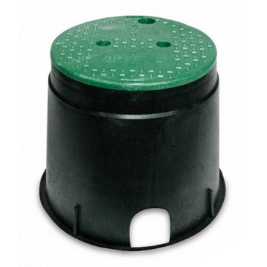 NDS - 111BC - Standard 10" Round Valve Box, with Overlapping Lid, Black Body & Green Lid