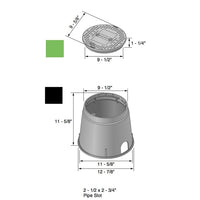 NDS - 111BC - Standard 10" Round Valve Box, with Overlapping Lid, Black Body & Green Lid