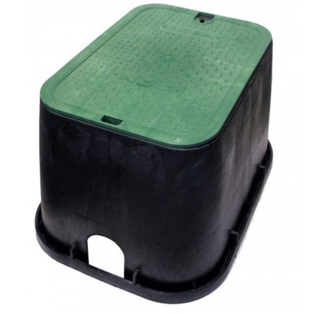 NDS - 113BC - Standard 14"x19"x12" Valve Box, with Overlapping Lid, Black Body & Green Lid