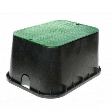 NDS - 117BC - Standard 13" x 20" x 12" Valve Box, with Overlapping Lid, Black Body & Green Lid