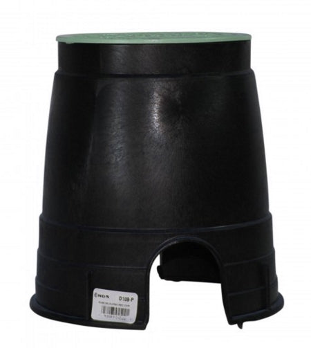 NDS - D109-G - Standard 6" Round Valve Box, with Overlapping Lid, Black Body & Green Lid