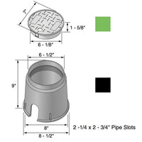 NDS - D109-G - Standard 6" Round Valve Box, with Overlapping Lid, Black Body & Green Lid
