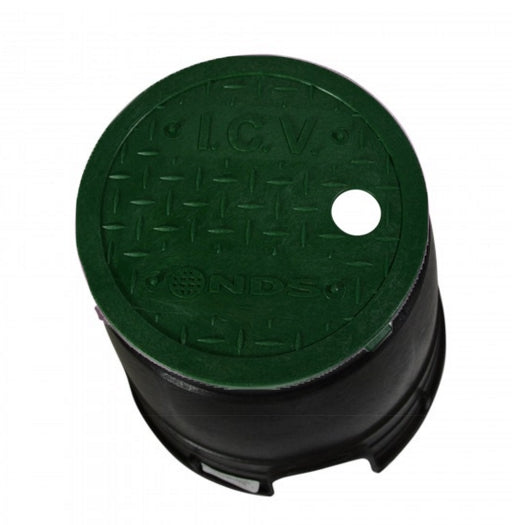 NDS - D109-G - Standard 6" Round Valve Box, with Overlapping Lid, Black Body & Green Lid